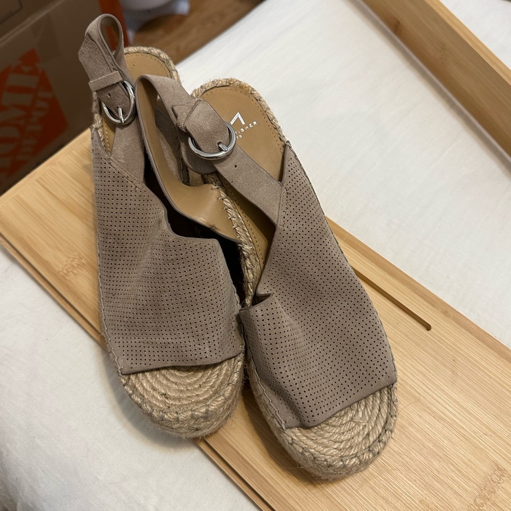 Taupe / Tan Suede Marc Fisher Espadrille Wedge